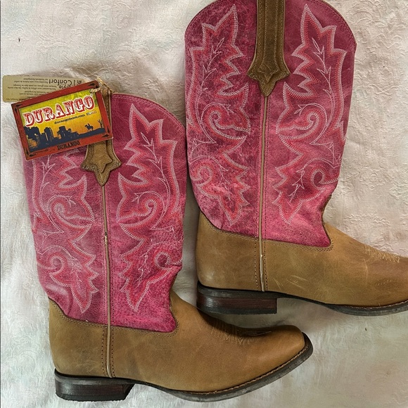 Durango Shoes - Cowboy Boots Leather Durango Pink Brown Women's Sz 10